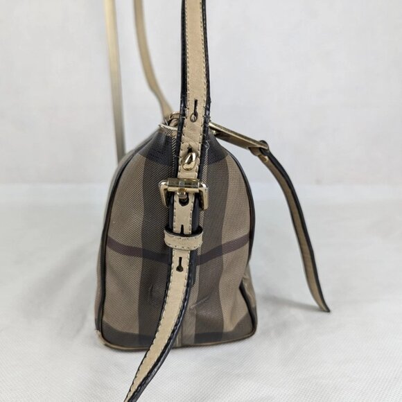 BURBERRY Smoked Check PVC Coated Canvas Saddle Stitch Crossbody Bag - Picture 10 of 16